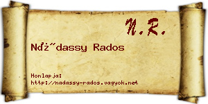 Nádassy Rados névjegykártya